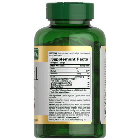 Nature's Bounty Fish Oil With Omega 3 Softgels, 1000 Mg