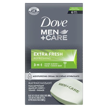 Dove 3 in 1 Bar Cleanser for Body, Face, and Shaving Extra Fresh