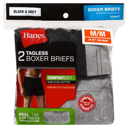 Hanes Mens Tagless Boxer Briefs 6-Pack, S, Assorted 