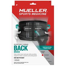 Mueller Lumbar Back Brace W/ Removable Pad, Black, Osfm