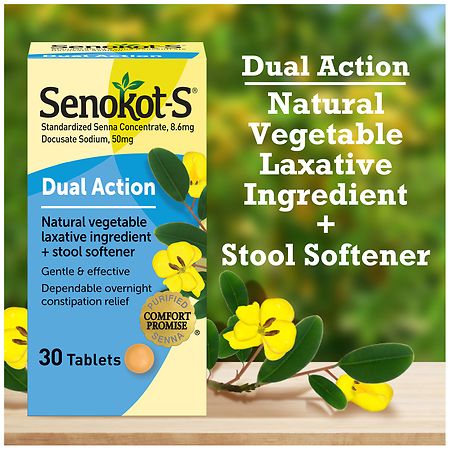 Senokot-S Dual Action Natural Vegetable Laxative | Walgreens