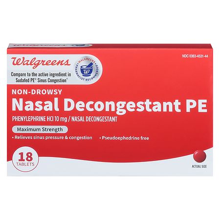 Walgreens Non-Drowsy Nasal Decongestant PE Tablets