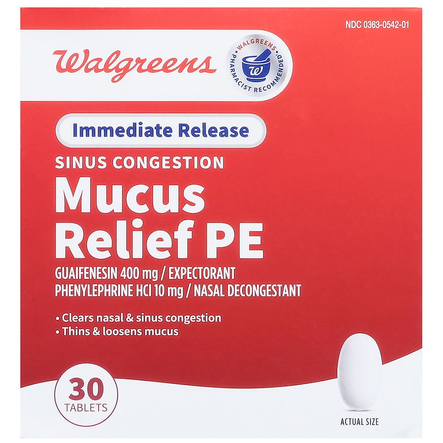 Walgreens Sinus Congestion Mucus Relief PE Tablets