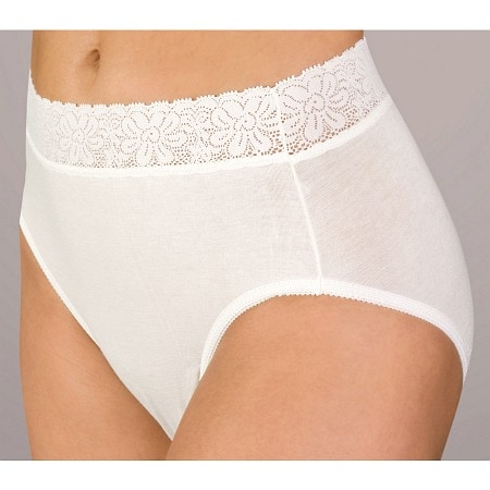 Wearever Reusable Women's Lace Cotton Incontinence Panty, White