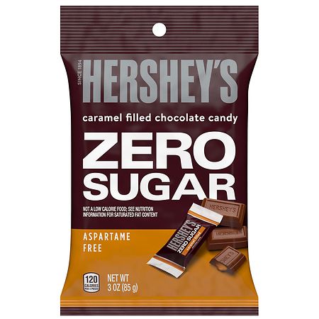 Hershey's Zero Sugar Individually Wrapped Candy Bars, Bag Caramel Filled Chocolate