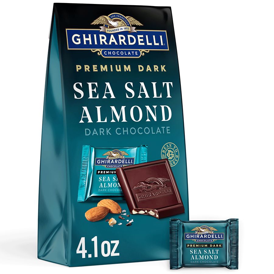 Ghirardelli Premium Dark Chocolate Squares Bag Sea Salt Almond