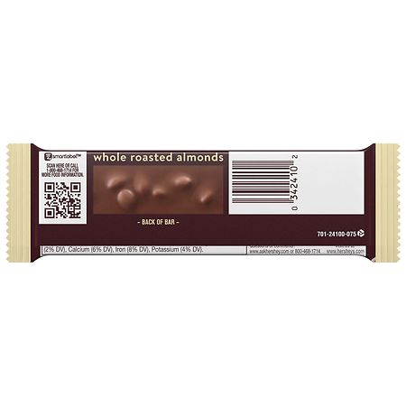 HERSHEY'S Milk Chocolate with Whole Almonds Full Size, Candy, Bar
