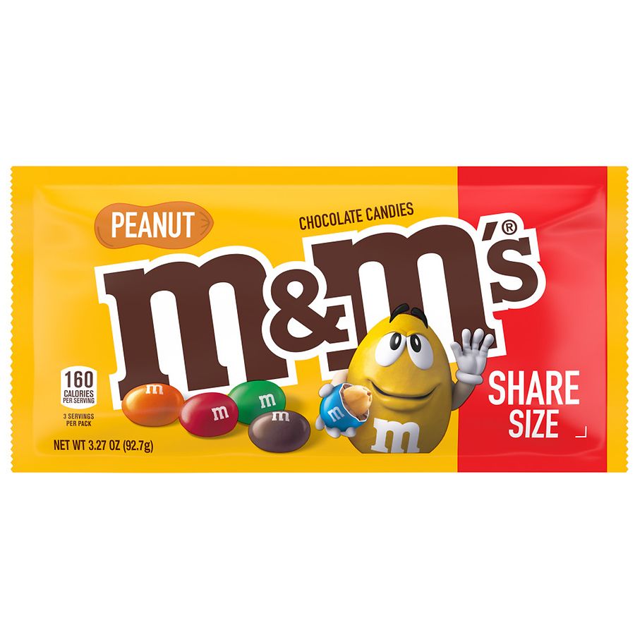 M&M's Milk Chocolate Candy Peanut, Share Size (Packaging May Vary