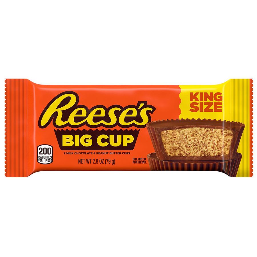 Reese's Big Cup Candy King Size Pack Milk Chocolate Peanut Butter