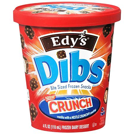 Edy's Dibs Bite Sized Frozen Dairy Dessert Snacks Crunch