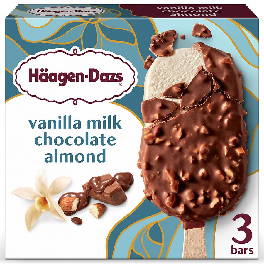 Haagen Dazs Ice Cream Bars, Vanilla Covered in Milk Chocolate Almond Vanilla Milk Chocolate Almond