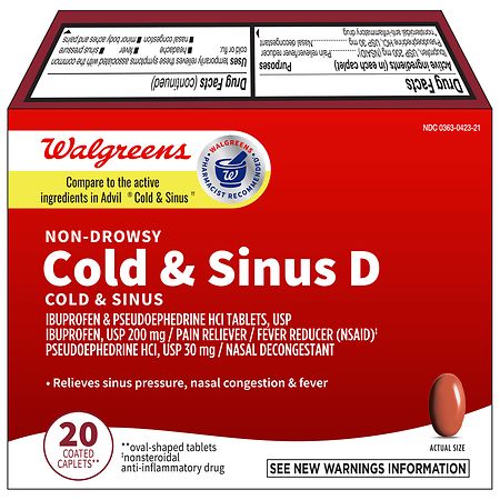 Walgreens Cold & Sinus D Coated Caplets