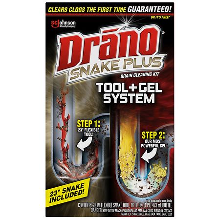 Drano Snake Plus, Manual Drain Unclogging Tool & Concentrated Clog Removing Gel