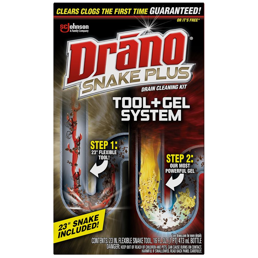Drano Snake Plus, Manual Drain Unclogging Tool & Concentrated Clog Removing Gel