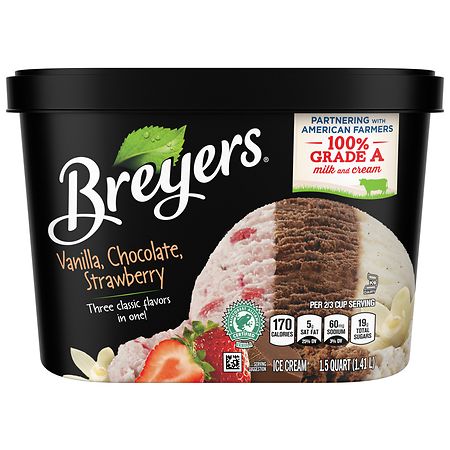Breyers Ice Cream Vanilla, Chocolate, Strawberry