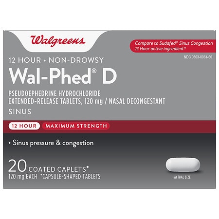 Walgreens Wal-Phed D 12-Hour Non-Drowsy Sinus Relief Caplets