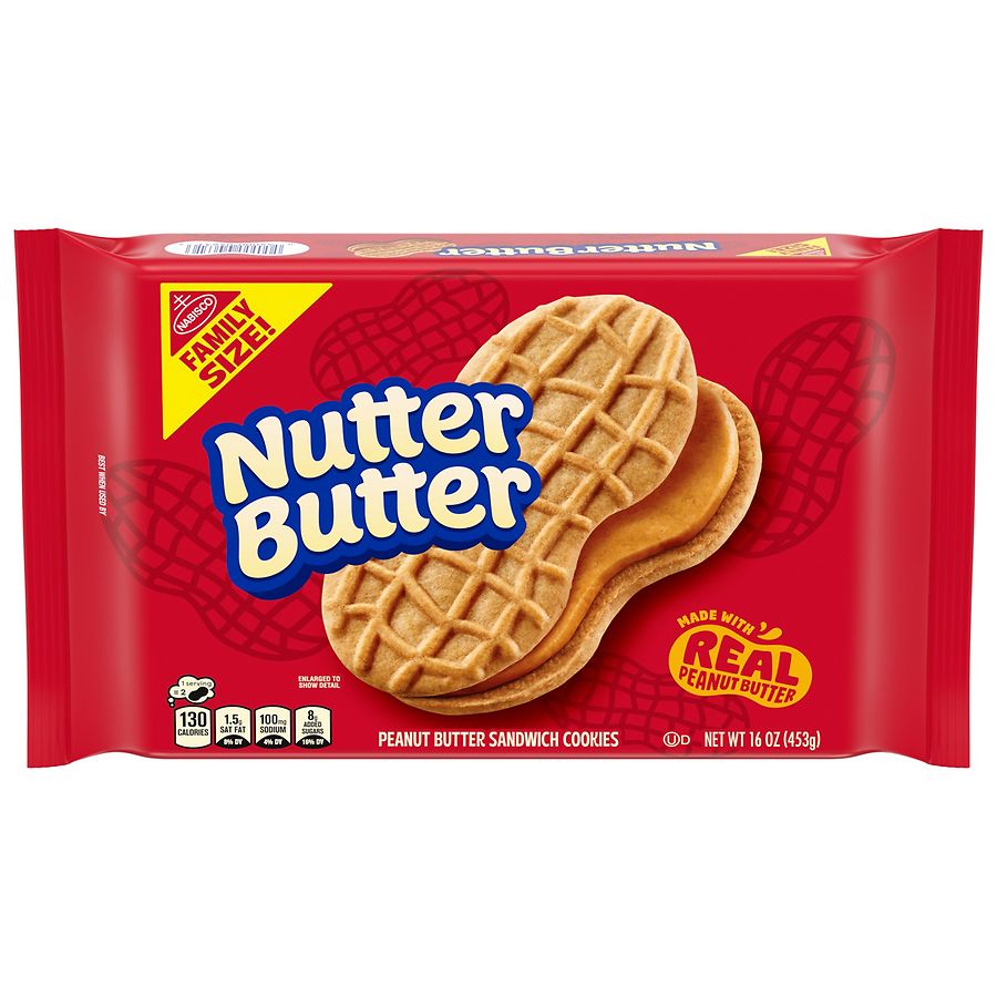Nutter Butter Sandwich Cookies, Family Size Peanut Butter