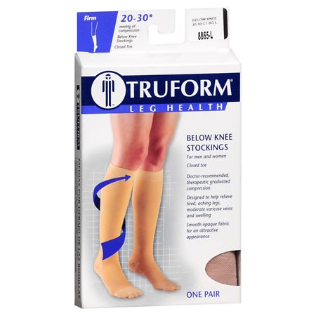 Truform Stocking, Below Knee Closed Toe Style (Firm) 20-30mm L Beige