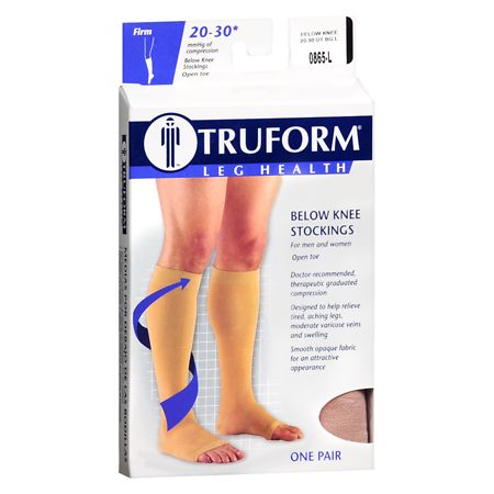 Truform Stocking, Below Knee Open Toe Style (Firm) 20-30mm L Beige