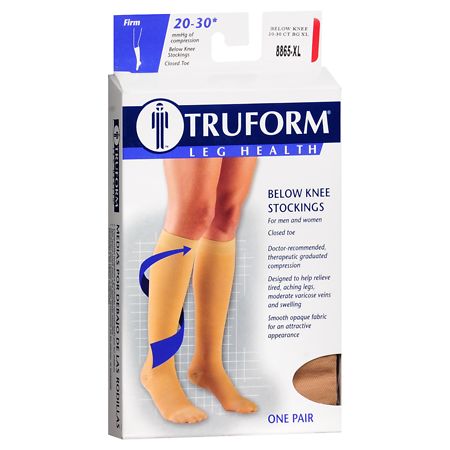 Truform Unisex Firm Closed Toe Below Knee Stockings XL Beige