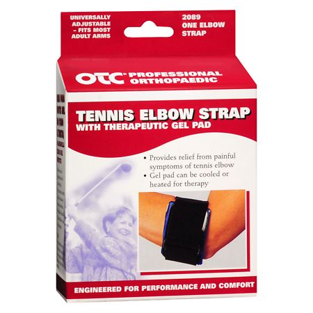 OTC Professional Orthopaedic Tennis Elbow Strap with Gel Pad Fits Most Adults Black
