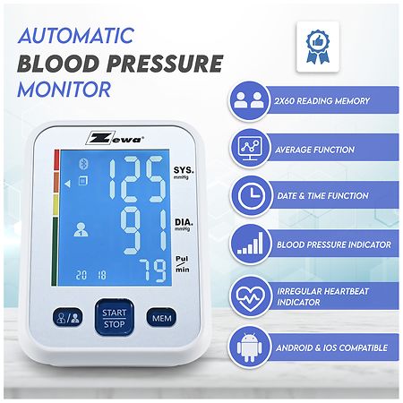 Zewa Deluxe Automatic Blood Pressure Monitor with Extra Large Cuff