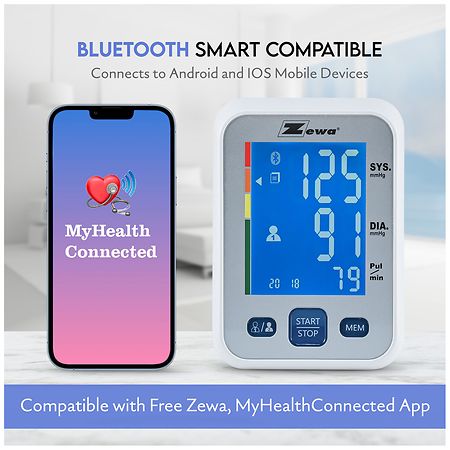 Zewa Automatic Premium Bluetooth Blood Pressure Monitor with 2 Cuffs