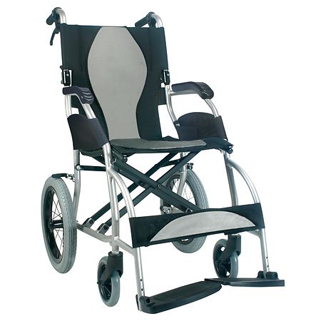 Karman 18 inch Aluminum Lightweight Transport Chair Silver