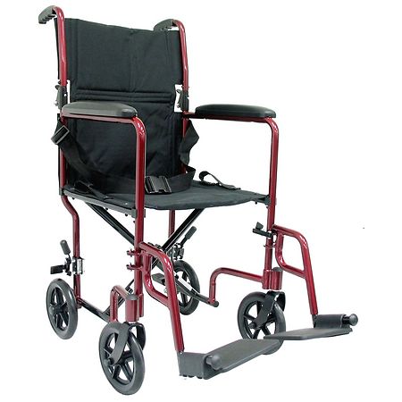 Karman 19 inch Aluminum Lightweight Transport Chair, 19 lbs. Burgundy