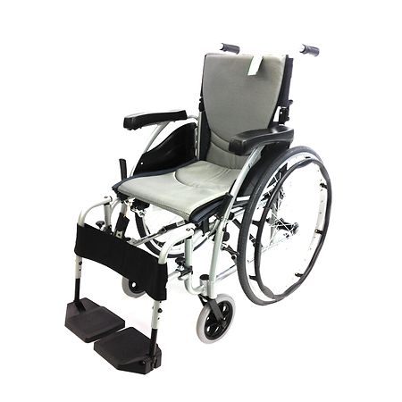 Karman 16 inch Aluminum Wheelchair with Flip-Back Armrests, 29lbs Silver