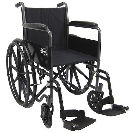 Karman Lightweight 18 inch Steel Wheelchair with Fixed Armrests, 34lbs Silver