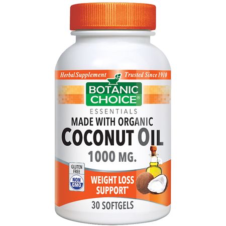 Botanic Choice Organic Coconut Oil 1000 mg Herbal Supplement Softgels