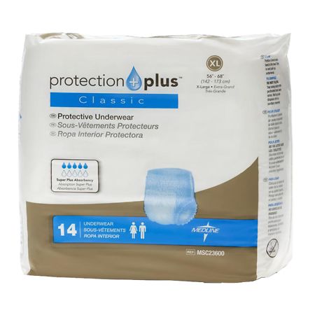 Medline Protection Plus Classic Protective Underwear, Super Plus Absorbency XL