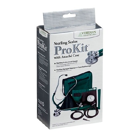 Veridian Healthcare Sterling ProKit Adjustable Aneroid Sphygmomanometer with Sprague Stethoscope Hunter Green