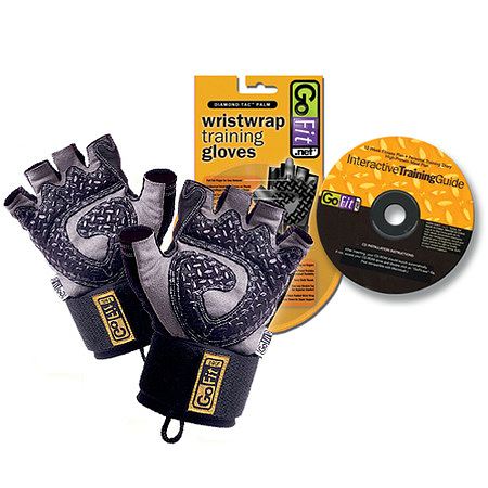 GoFit Diamond-Tac Weightlifting Glove with Wrist Wrap Black