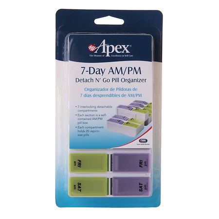 Apex 7-Day AM/PM Detach N' Go Pill Organizer Purple & Green