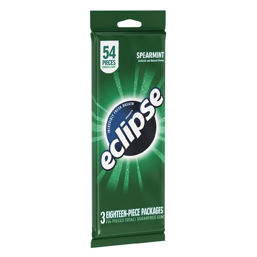 Eclipse Gum, Sugarfree, Spearmint - 3 - 12 piece packages [36 pieces]
