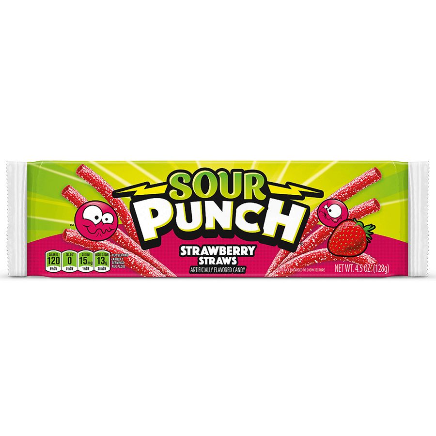 Sour Punch King Size Chewy Candy Straws Strawberry Walgreens