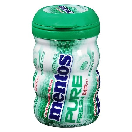 Mentos Gum Sugar-Free Fresh Mint Chewing Gum, 50 Regular Size Pieces, Bottle