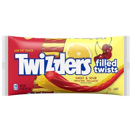 Twizzlers Filled Twists Sweet and Sour Licorice Cherry Kick & Citrus Punch