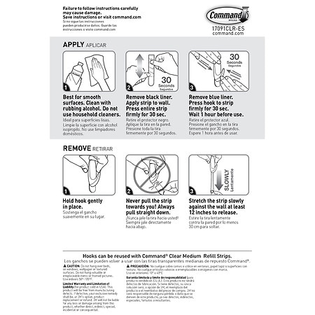 3M Command Strips Small Clear Wire Hooks Household Damage-free