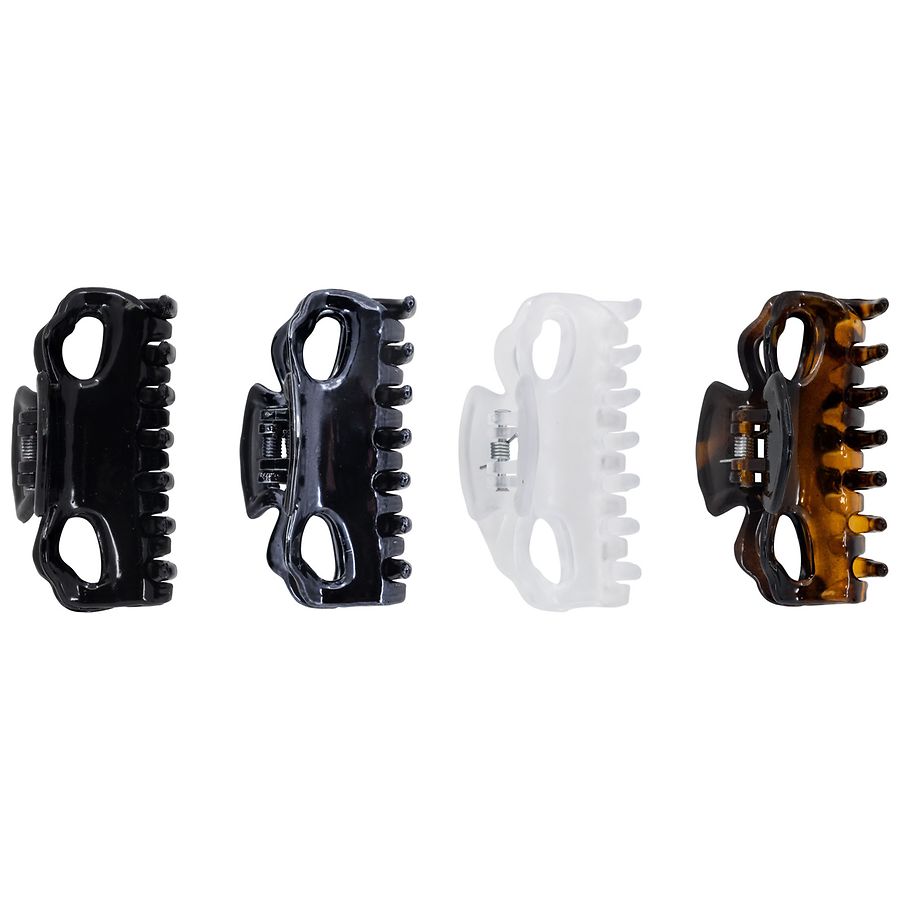 Scunci Double-Loop Small Claw/Jaw Clips Tortoise, Clear, Pewter and Black