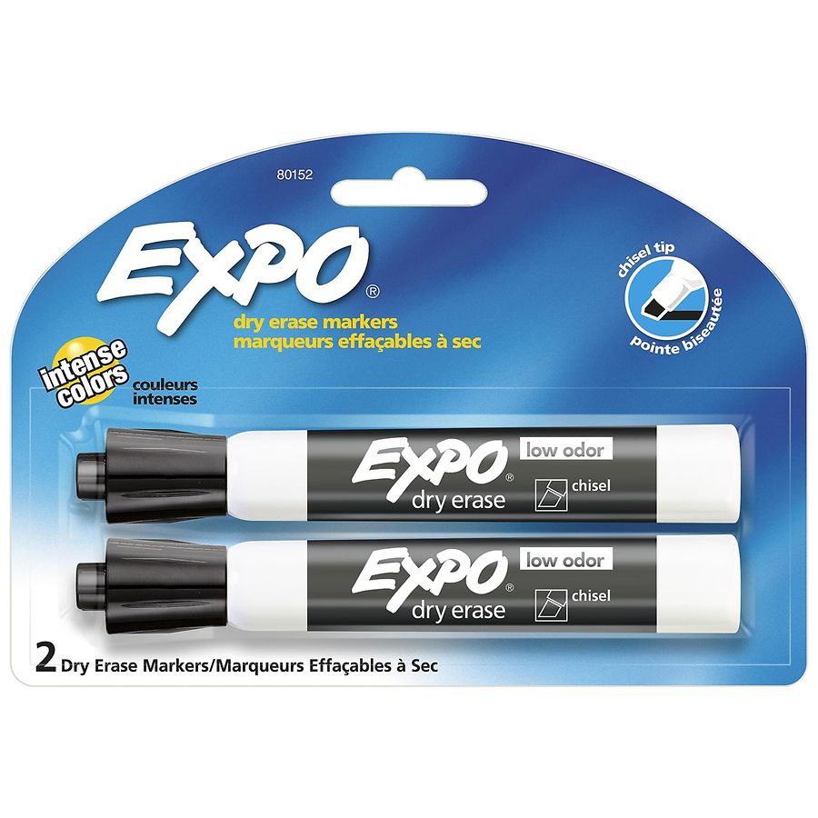Expo Chisel Tip Low Odor Dry Erase Markers Black