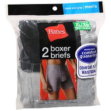 Hanes Men's Boxer Briefs Black/Grey, Black/Grey | Walgreens