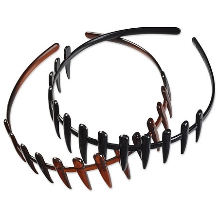 Scunci Flexible Plastic Tiger Tooth Headbands Black and Tortoise