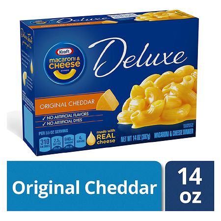  Kraft Deluxe Original Cheddar Macaroni & Cheese Dinner (3 ct  Pack, 14 oz Boxes) : Grocery & Gourmet Food
