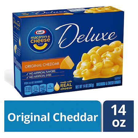 Kraft Mac & Cheese Deluxe Original Cheddar. I was so drunk last night I  don't remember eating this but I clearly took this picture to share here,  so here's what it looks