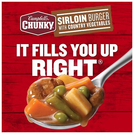 Campbell's Chunky Microwavable Soup, Sirloin Burger with Country Vegetables  Soup, 15.25 Ounce Bowl(pack of 8)