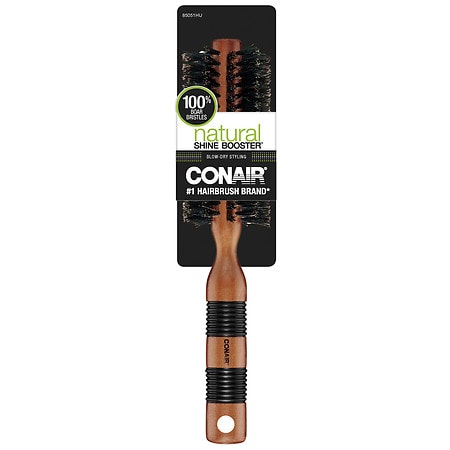 Conair Styling Essentials Boar Bristle Medium Round Hairbrush Wood