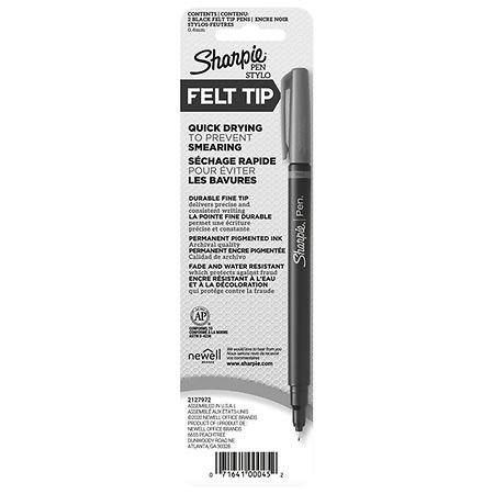 Sharpie 3pk Felt Marker Pens 0.4mm Fine Tip Black 3 ct
